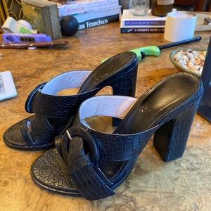 RAYE black croc chunky slides